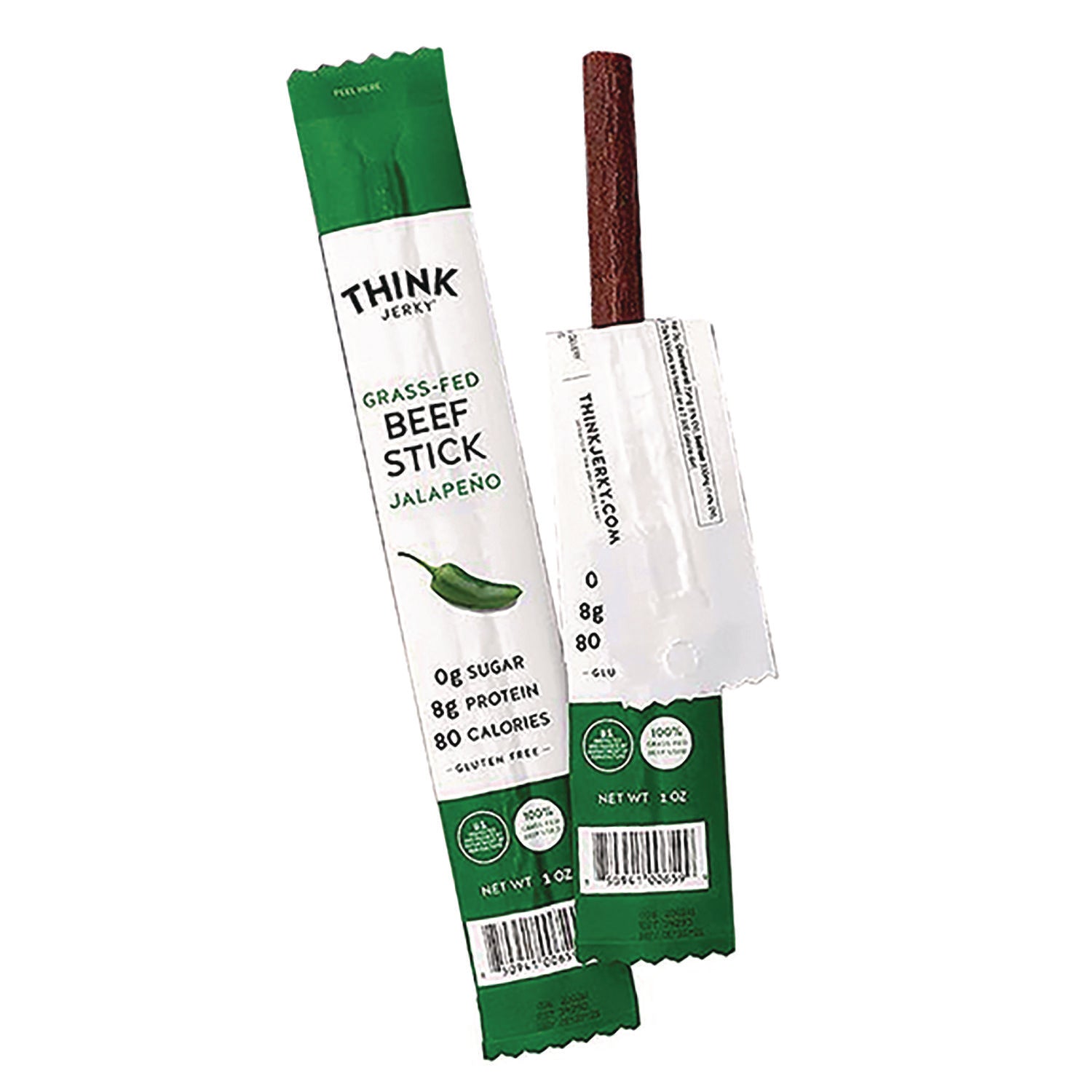 Jalapeno 100% Grass-Fed Beef Sticks, 1 oz Individually Wrapped Sticks, 20/Carton, Ships in 1-3 Business Days
