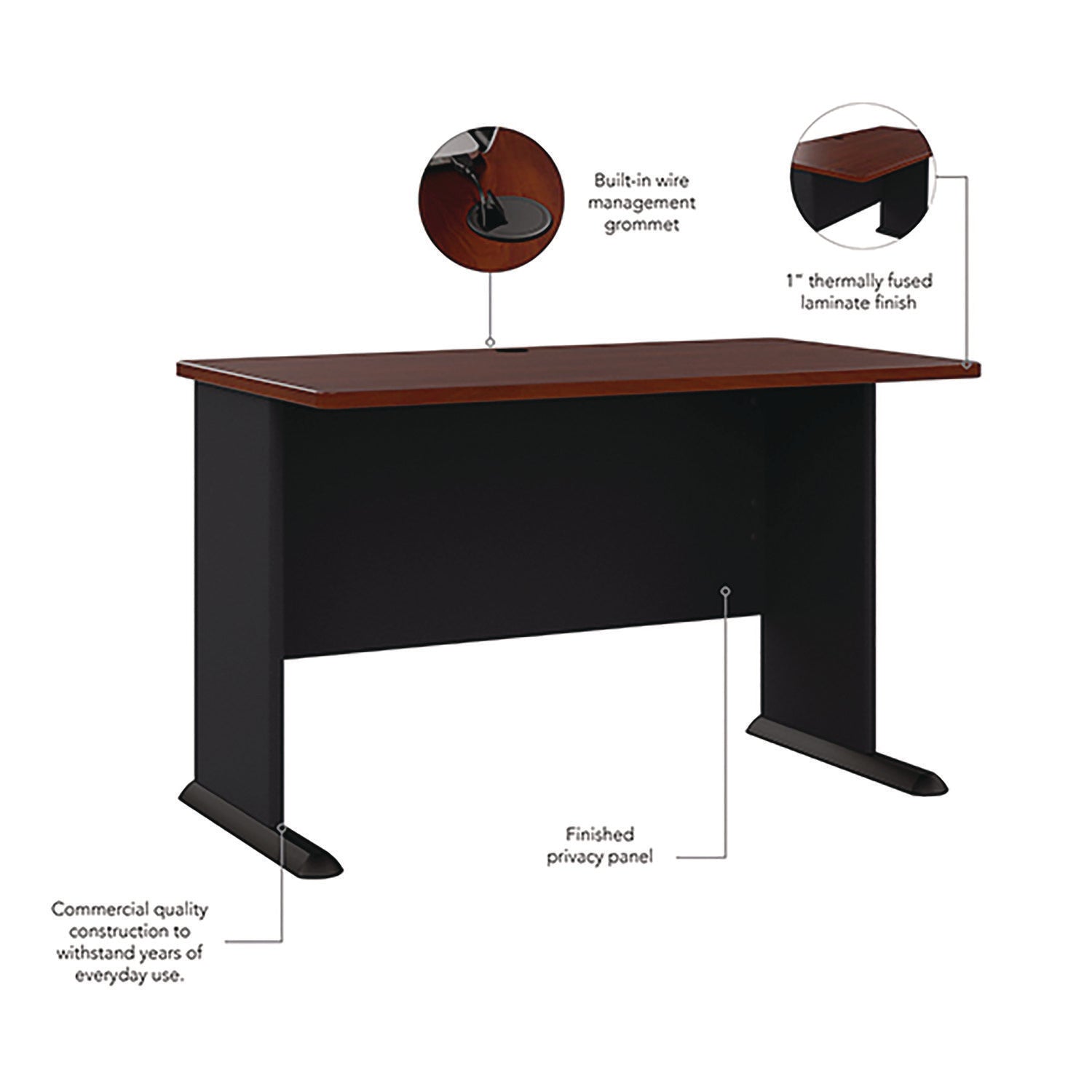 Bush - Series A Workstation Desk, 48w x 26-7/8d x 29-7/8h, Hansen Cherry/Galaxy, Sold as 1 EA - 6