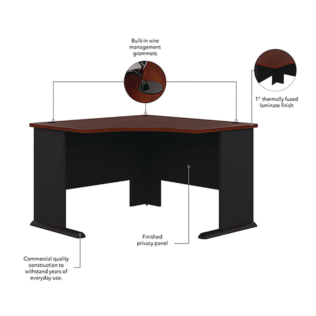 Bush - Series A Corner Desk, 47-1/4w x 47-1/4d x 29-7/8h, Hansen Cherry/Galaxy, Sold as 1 EA - 7