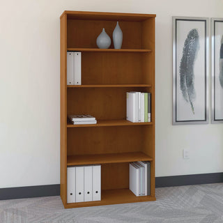 Series C Collection Bookcase, Five-Shelf, 35.63w x 15.38d x 72.78h, Natural Cherry - 