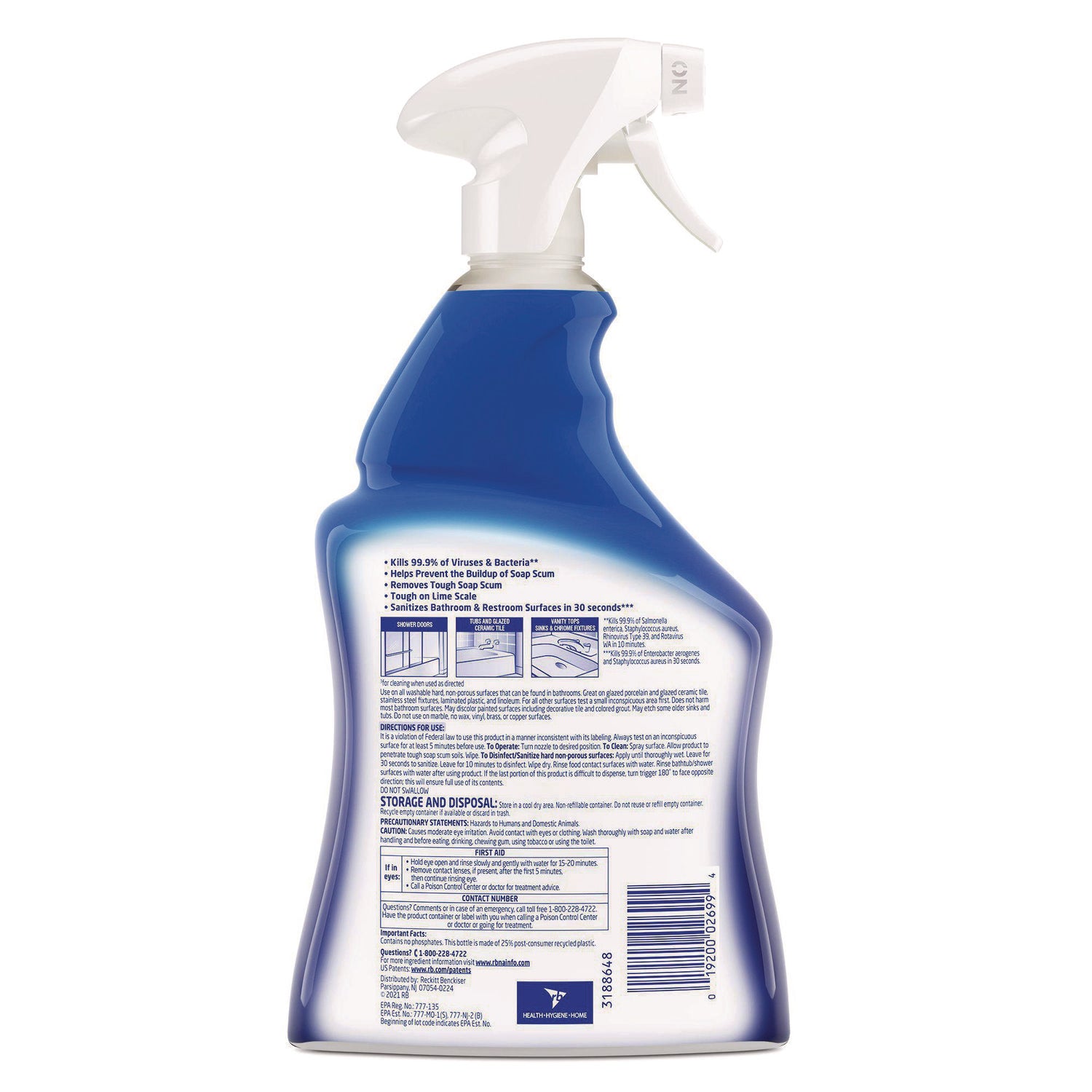 Disinfectant Power Bathroom Foamer, Liquid, Atlantic Fresh, 32 oz Spray Bottle - 