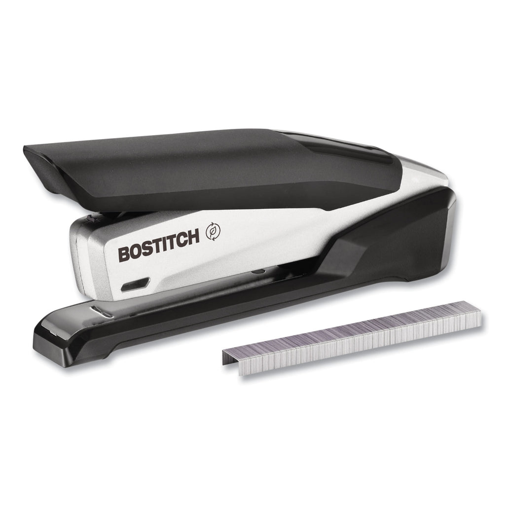 inPOWER+28 Executive One-Finger 3-in-1 Eco-Friendly Desktop Stapler, 28-Sheet Capacity, Black/Silver