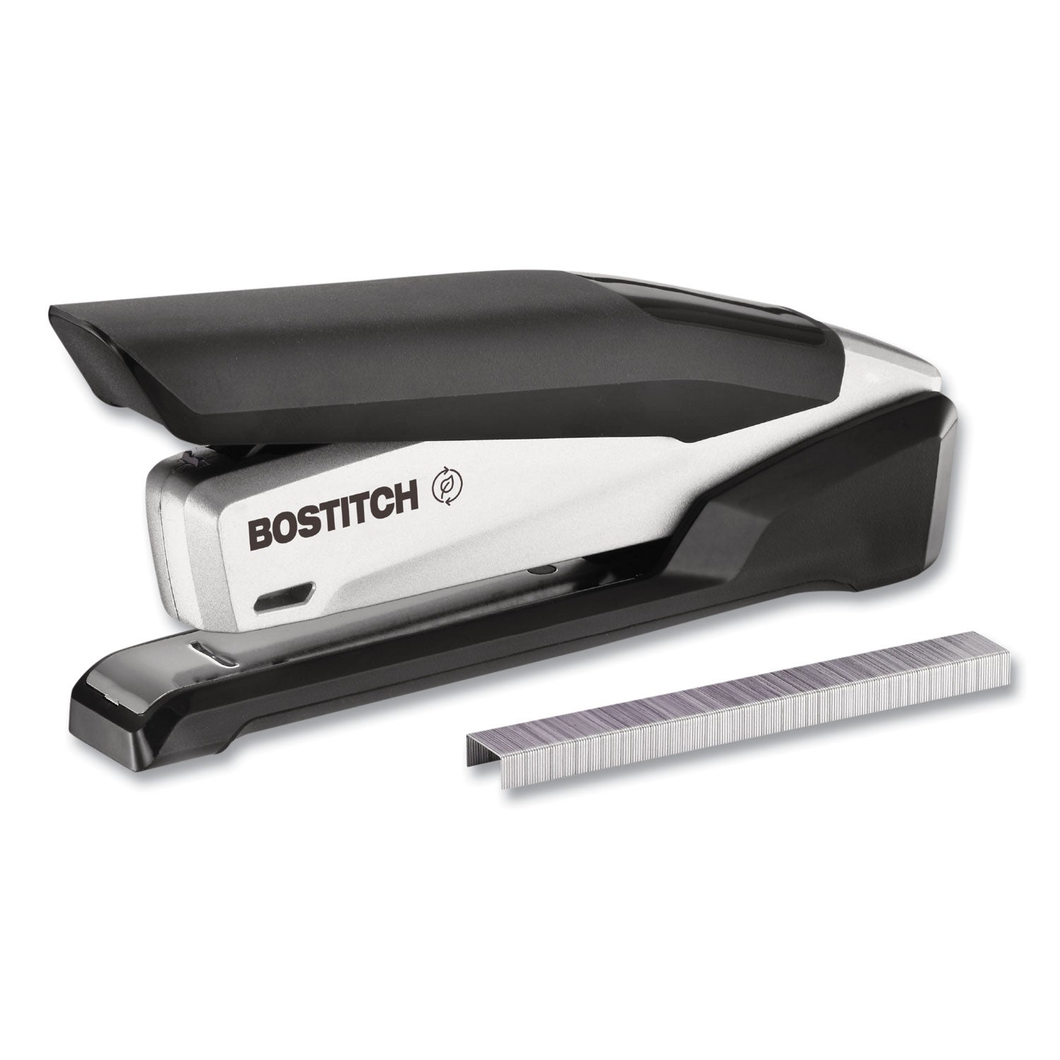 inPOWER+28 Executive One-Finger 3-in-1 Eco-Friendly Desktop Stapler, 28-Sheet Capacity, Black/Silver