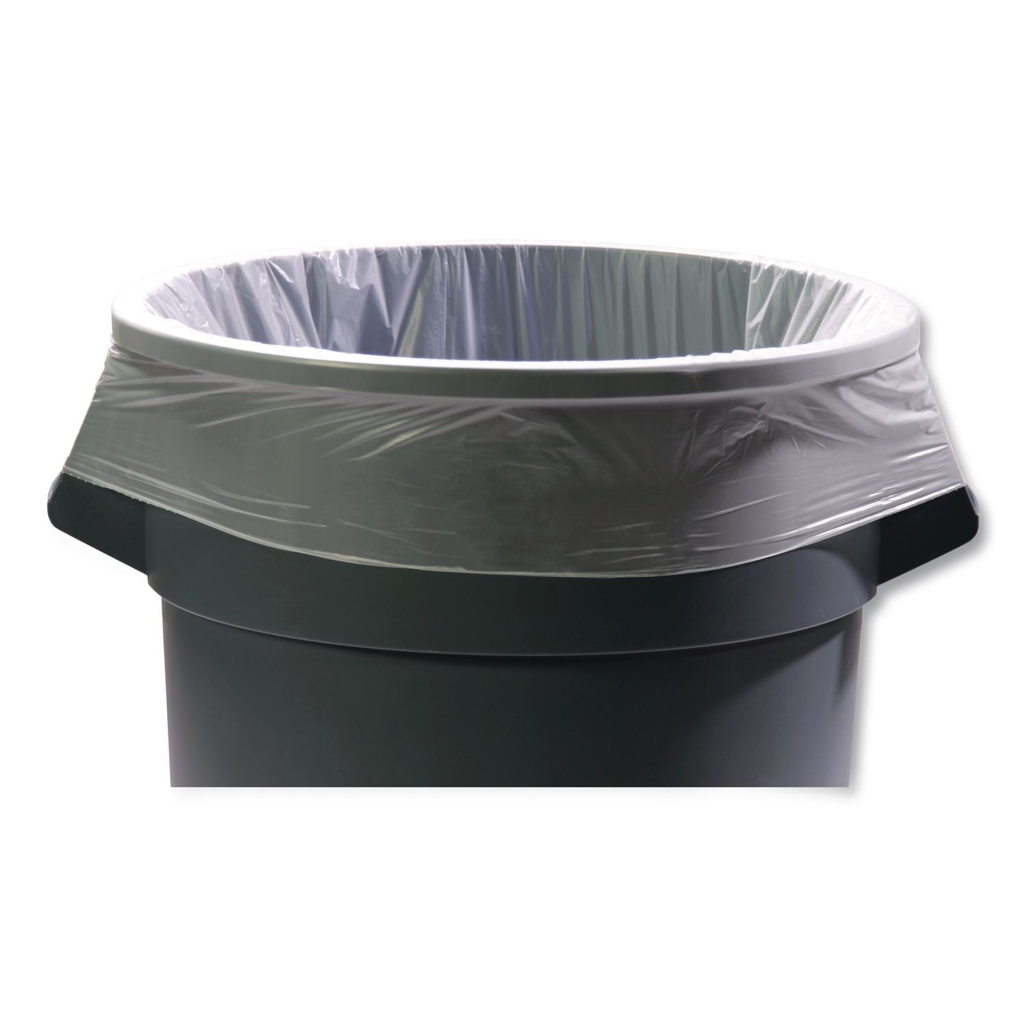 Linear Low Density Can Liners with AccuFit Sizing, 32 gal, 0.9 mil, 33" x 44", Clear, 50/Box