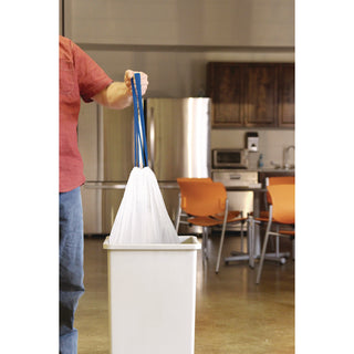 Drawstring Trash Bags, 13 gal, 0.8 mil, 24" x 28", White, 40 Bags/Roll, 2 Rolls/Box