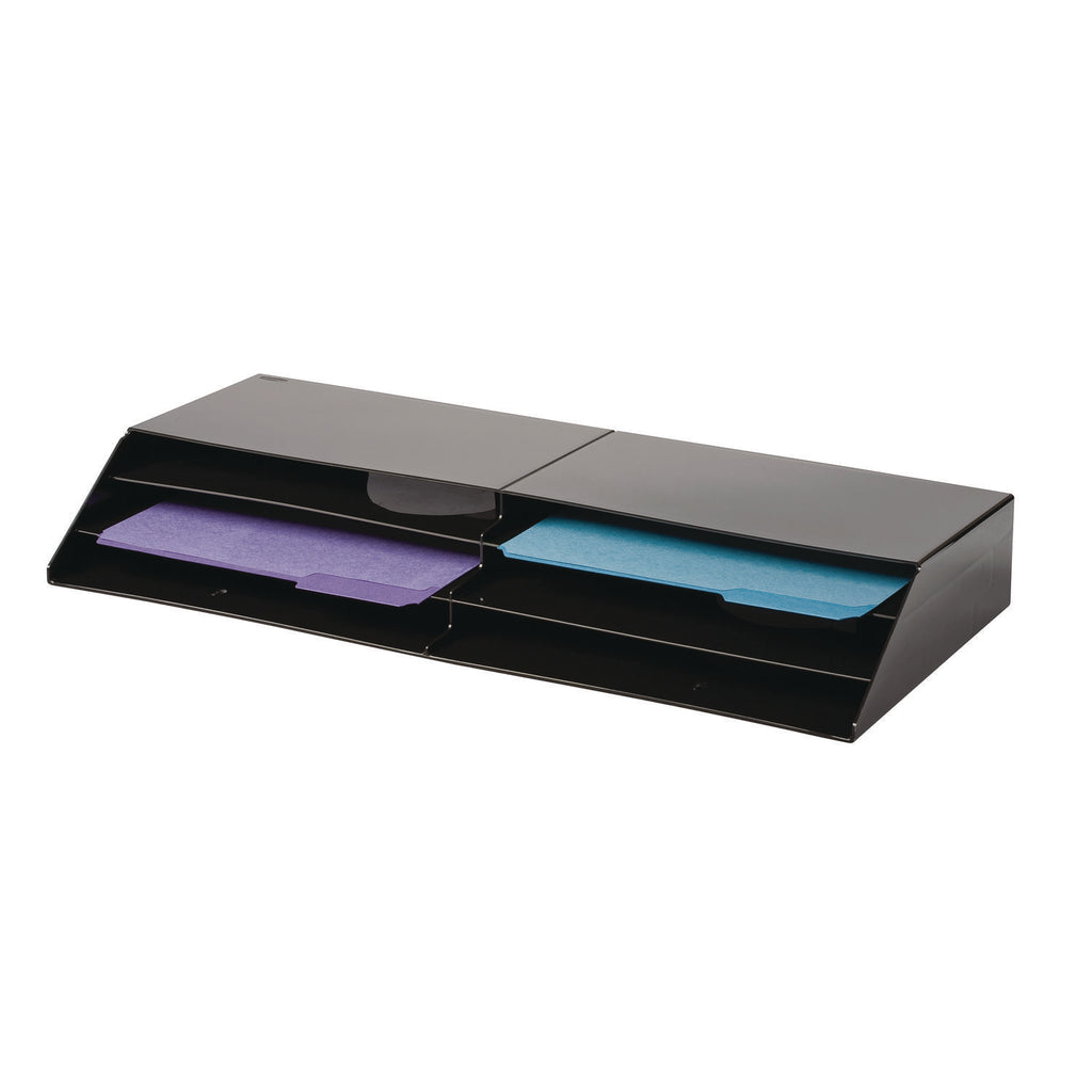 Optimizers Six-Pocket Organizer, 6 Sections, Letter Size, 26.66" x 3.8" x 11.56" , Black - 