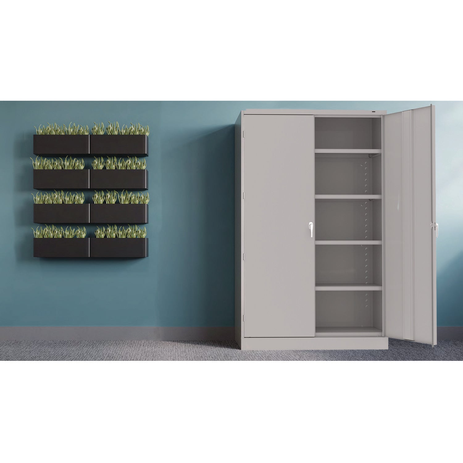 Assembled Jumbo Steel Storage Cabinet, 48w x 18d x 78h, Light Gray - 8