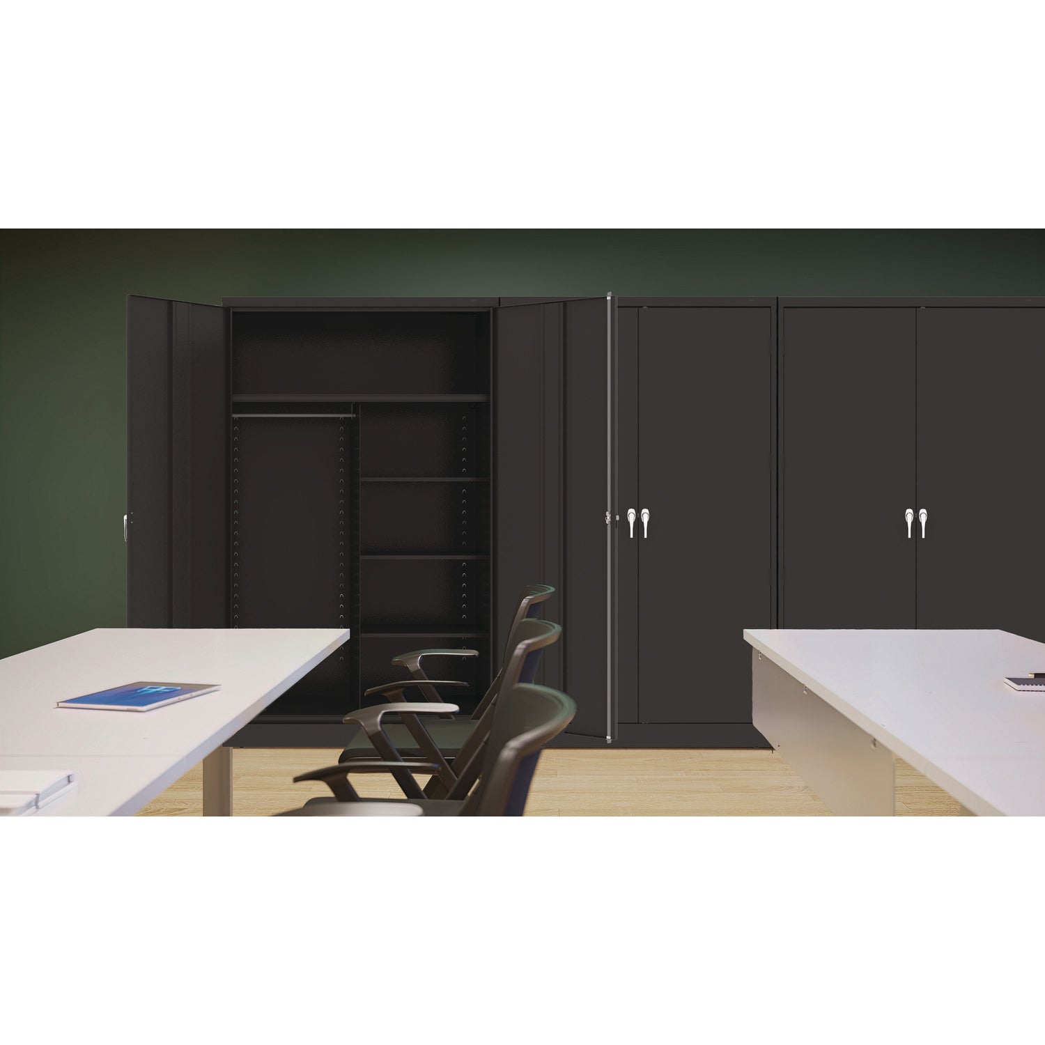 Jumbo Combination Steel Storage Cabinet, 48w x 24d x 78h, Black - 