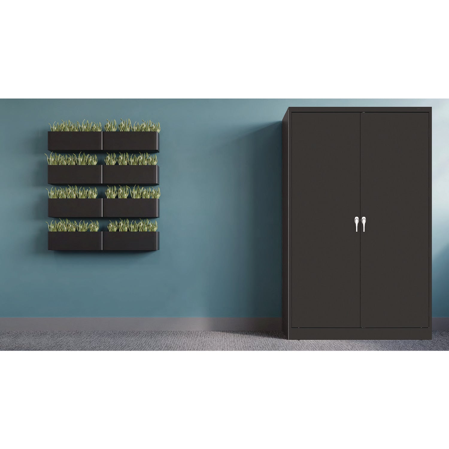 Jumbo Combination Steel Storage Cabinet, 48w x 24d x 78h, Black - 