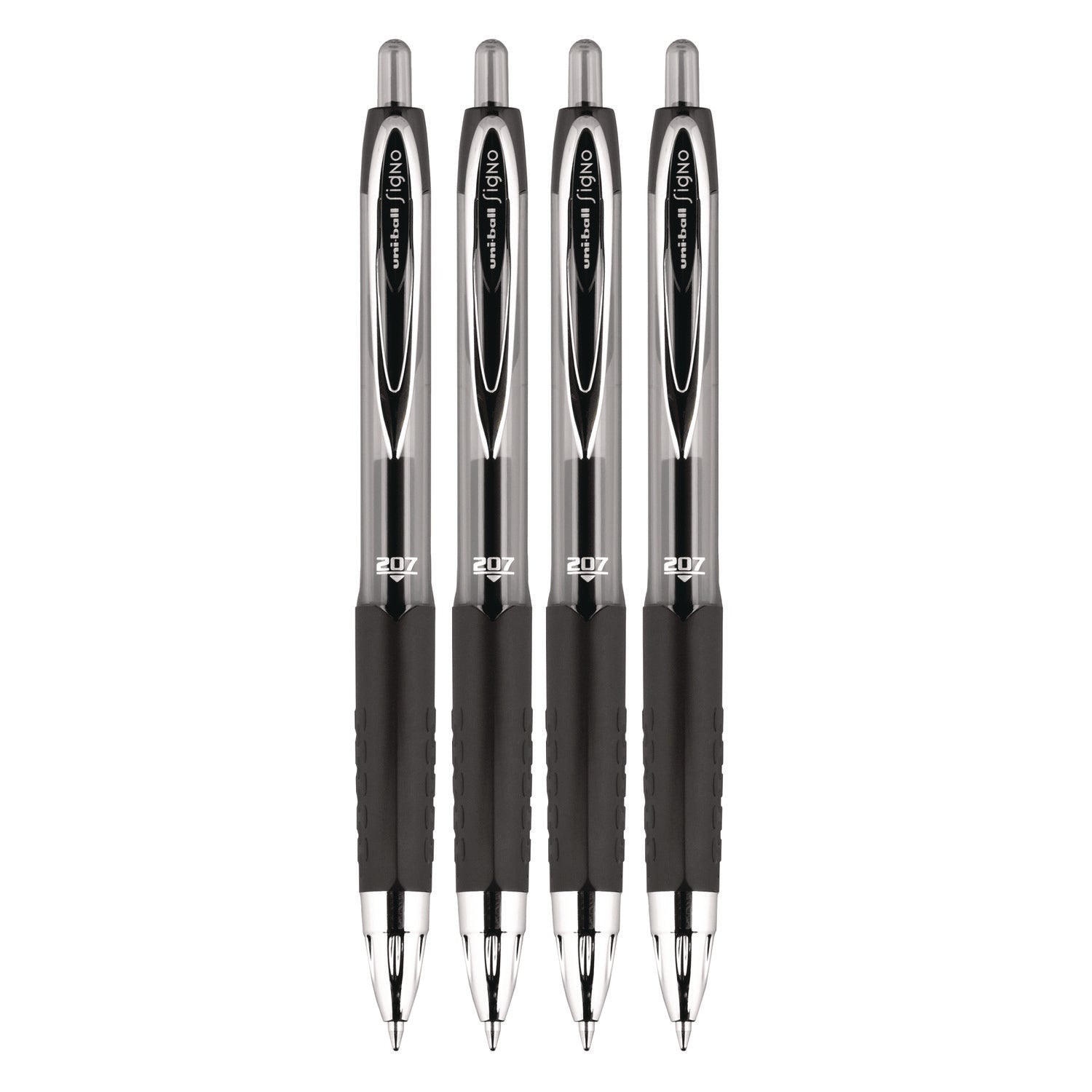 signo-207-gel-pen-retractable-fine-05-mm-black-ink-smoke-black-barrel-4-pack_ubc61270 - 4