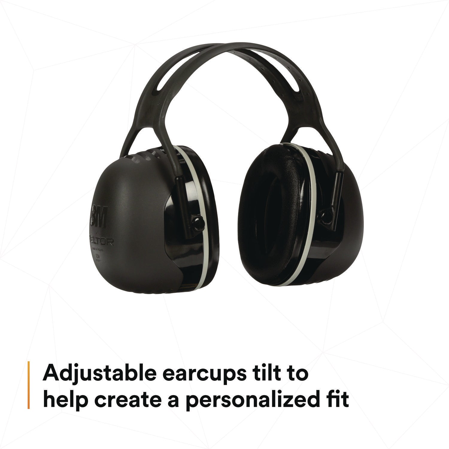 PELTOR X Series Earmuffs, Model X5A, 31 dB NRR, Black - 