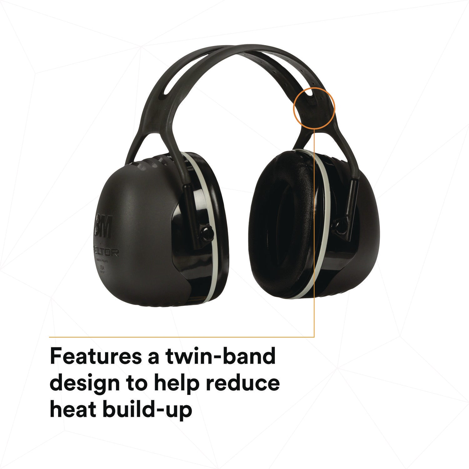 PELTOR X Series Earmuffs, Model X5A, 31 dB NRR, Black - 