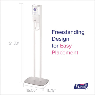 PURELL ES10 Floor Stand with Automatic Dispenser - Floor, Freestanding - White - For Sanitizing Dispenser, High Traffic Area, Waiting Room, Hallway - Sturdy, Low-profile Base, Lightweight
