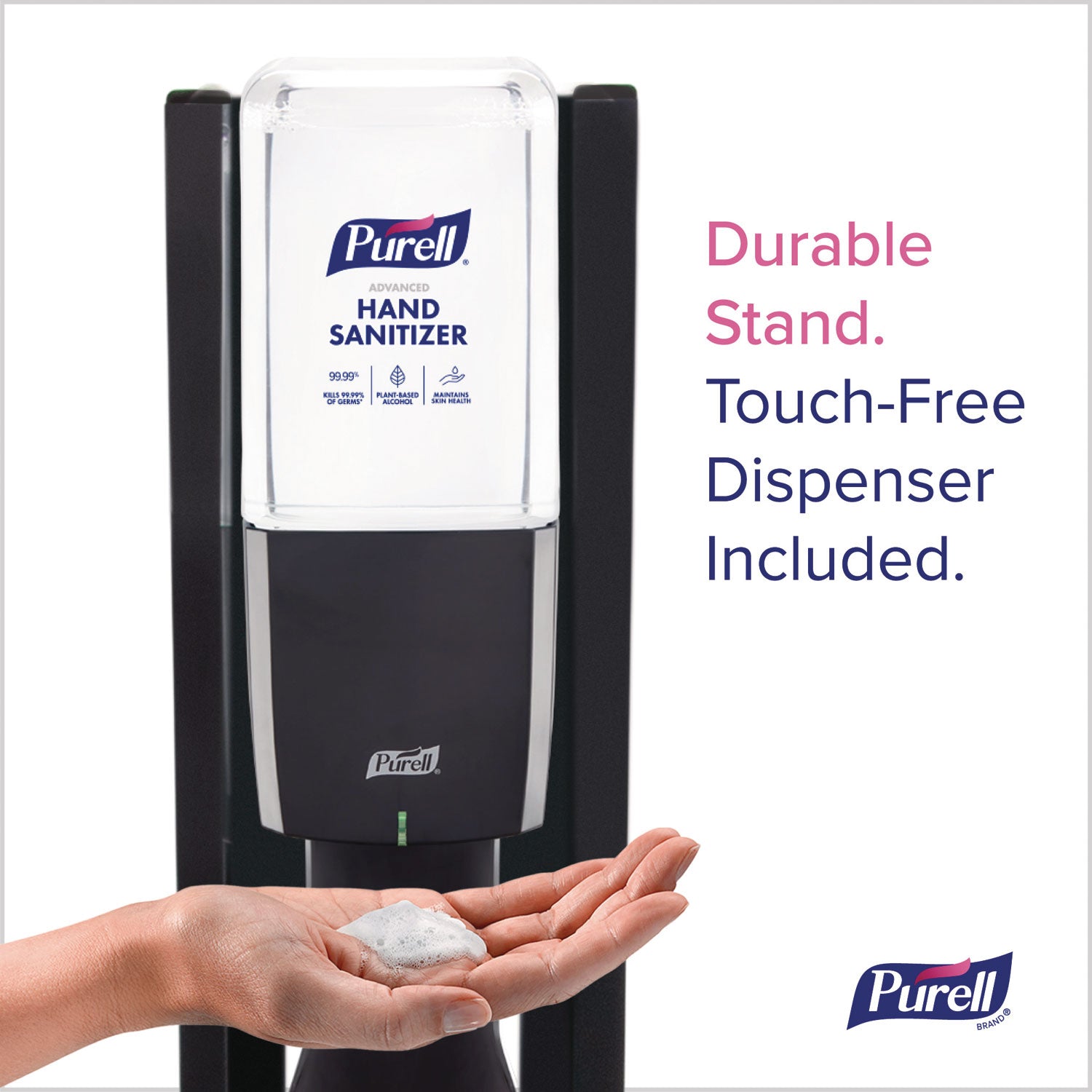 PURELL ES10 Floor Stand with Automatic Dispenser - Floor, Freestanding - Graphite - For High Traffic Area, Sanitizing Dispenser, Waiting Room, Hallway - Low-profile Base, Lightweight, Sturdy - 2