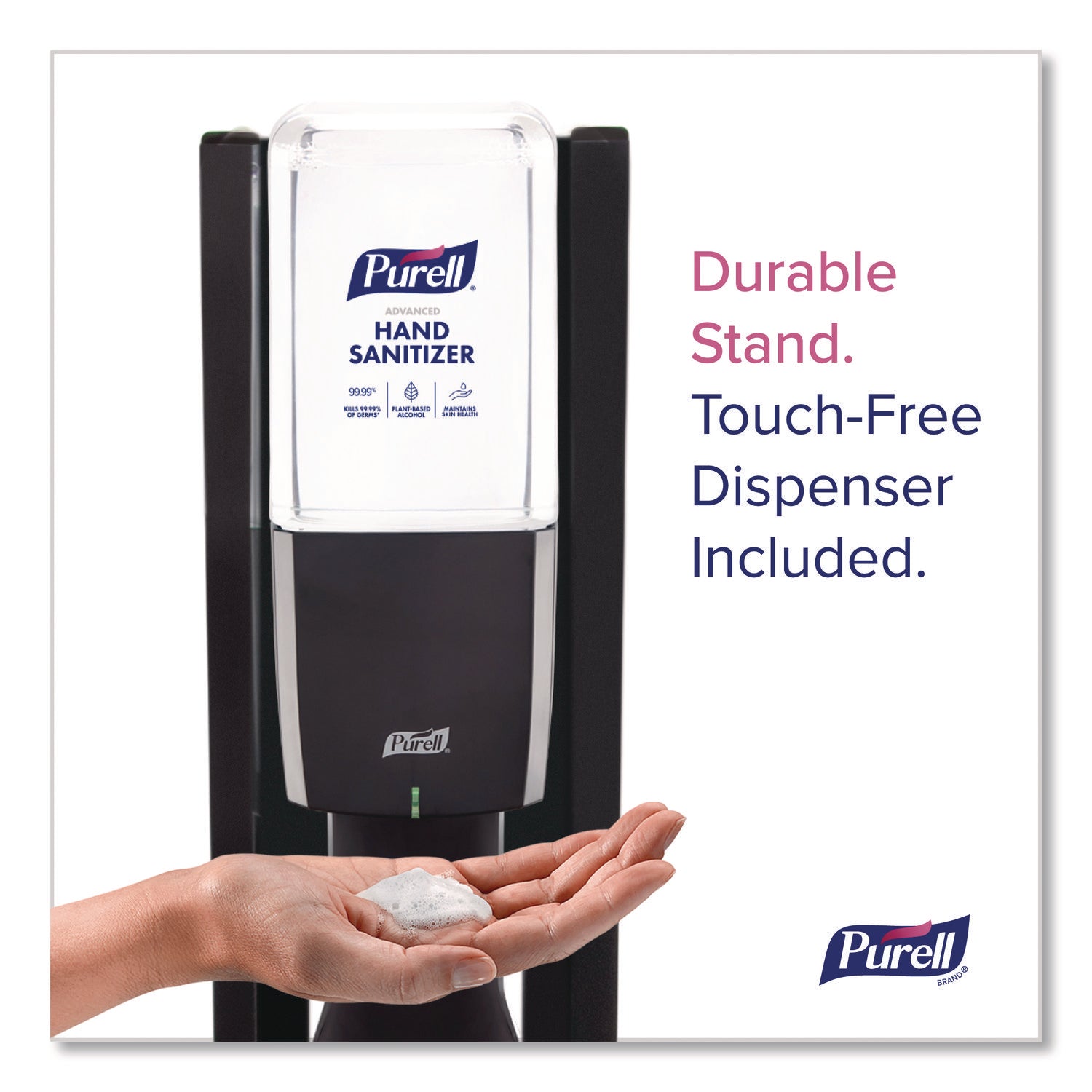 PURELL ES10 Floor Stand with Automatic Dispenser - Floor, Freestanding - Graphite - For High Traffic Area, Sanitizing Dispenser, Waiting Room, Hallway - Low-profile Base, Lightweight, Sturdy