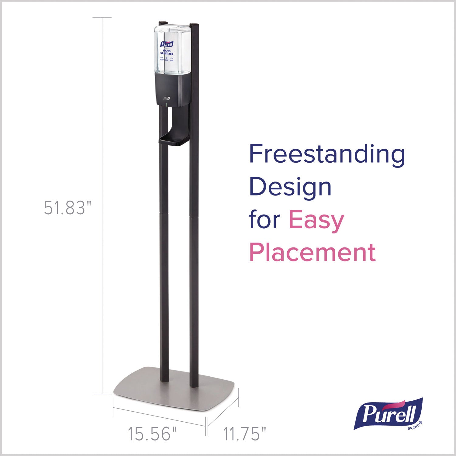 PURELL ES10 Floor Stand with Automatic Dispenser - Floor, Freestanding - Graphite - For High Traffic Area, Sanitizing Dispenser, Waiting Room, Hallway - Low-profile Base, Lightweight, Sturdy - 3