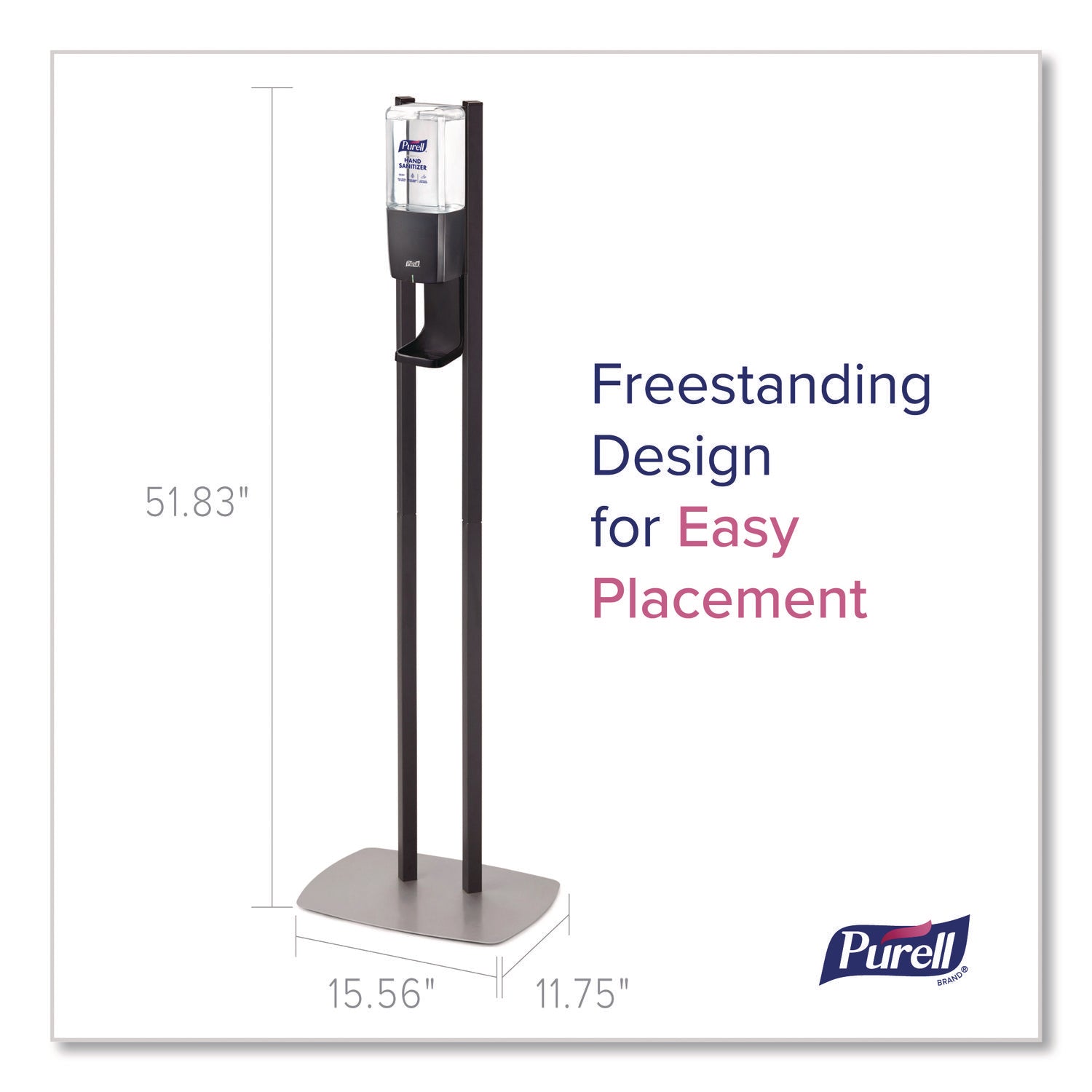 PURELL ES10 Floor Stand with Automatic Dispenser - Floor, Freestanding - Graphite - For High Traffic Area, Sanitizing Dispenser, Waiting Room, Hallway - Low-profile Base, Lightweight, Sturdy