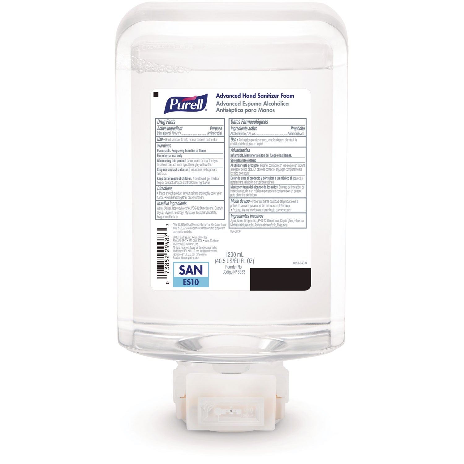 advanced-hand-sanitizer-foam-for-es10-automatic-dispenser-1200-ml-refill-citrus-scent-2-carton_goj835302ct - 2
