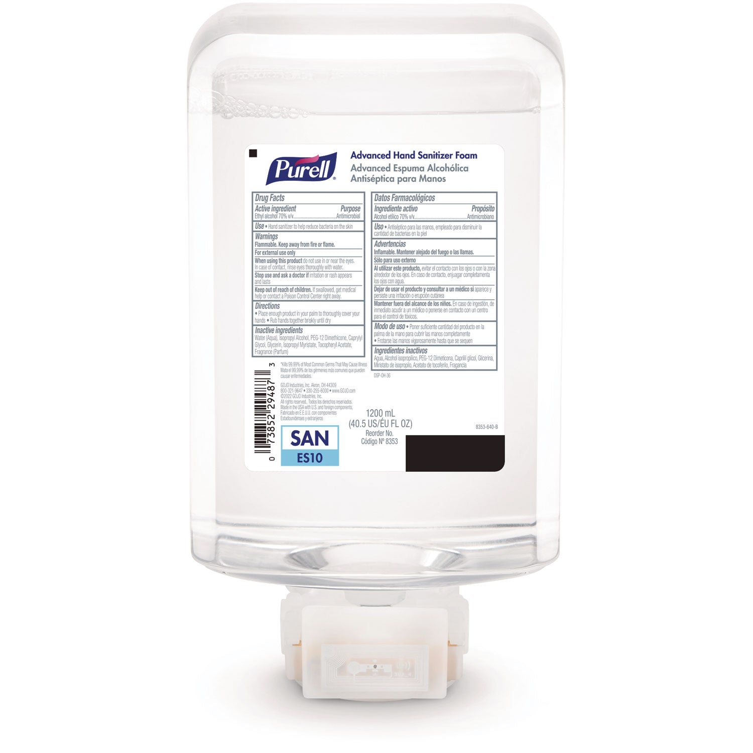 Advanced Hand Sanitizer Foam, For ES10 Automatic Dispenser, 1,200 mL Refill, Citrus Scent, 2/Carton