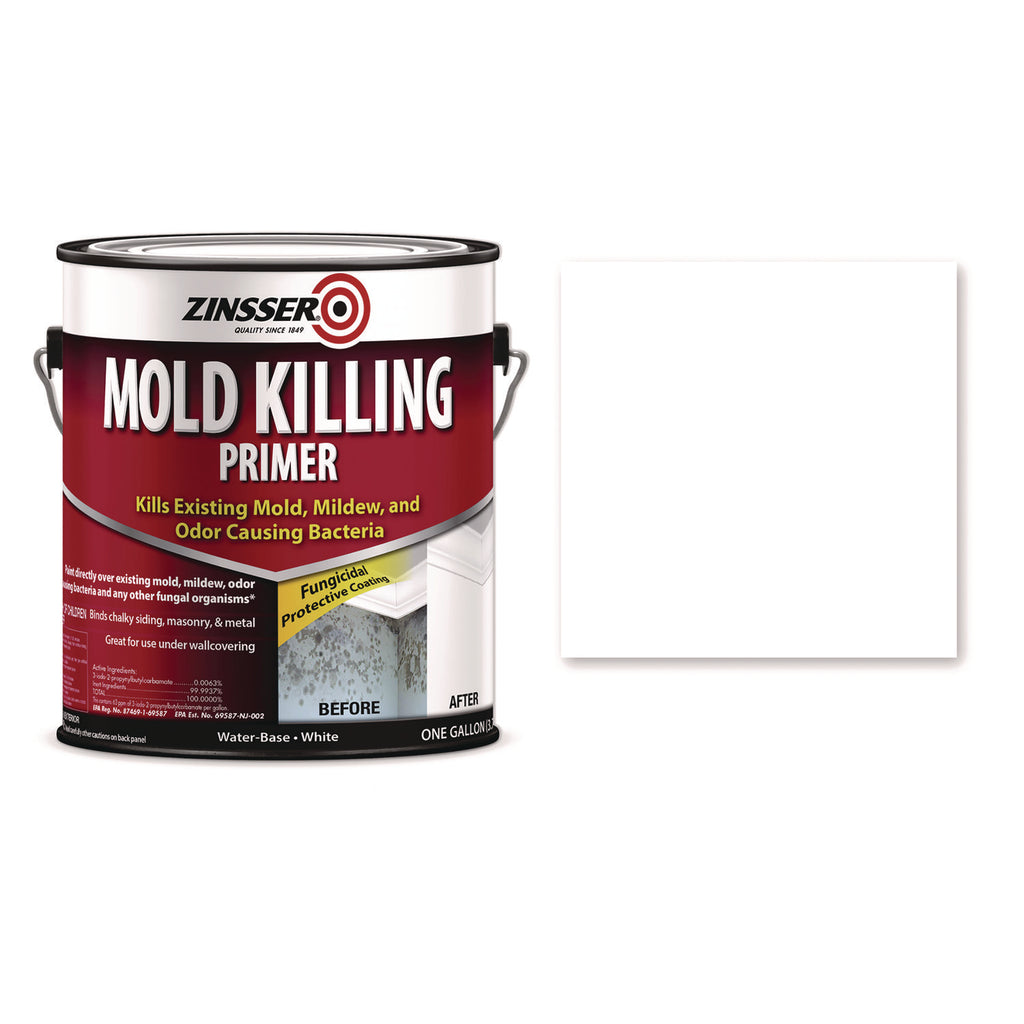 Mold Killing Primer, Interior/Exterior, Flat White, 1 gal Bucket/Pail