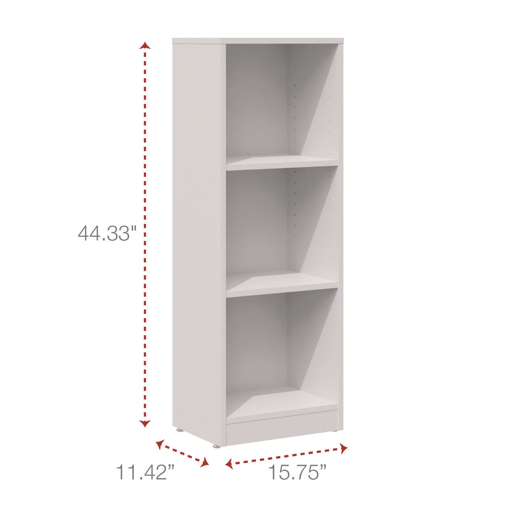 Three-Shelf Narrow-Footprint Bookcase, 15.75" x 11.42" x 44.33", White - 4