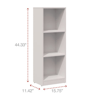 Three-Shelf Narrow-Footprint Bookcase, 15.75" x 11.42" x 44.33", White - 4