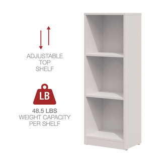 Three-Shelf Narrow-Footprint Bookcase, 15.75" x 11.42" x 44.33", White - 5