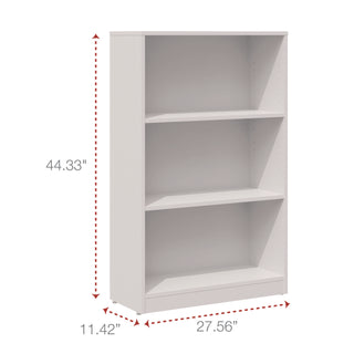 Three-Shelf Bookcase, 27.56" x 11.42" x 44.33", White - 4
