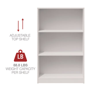 Three-Shelf Bookcase, 27.56" x 11.42" x 44.33", White - 5