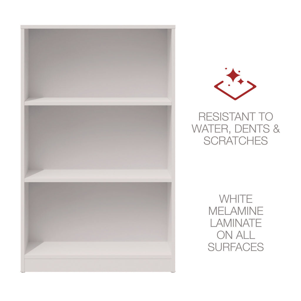 Three-Shelf Bookcase, 27.56" x 11.42" x 44.33", White - 6