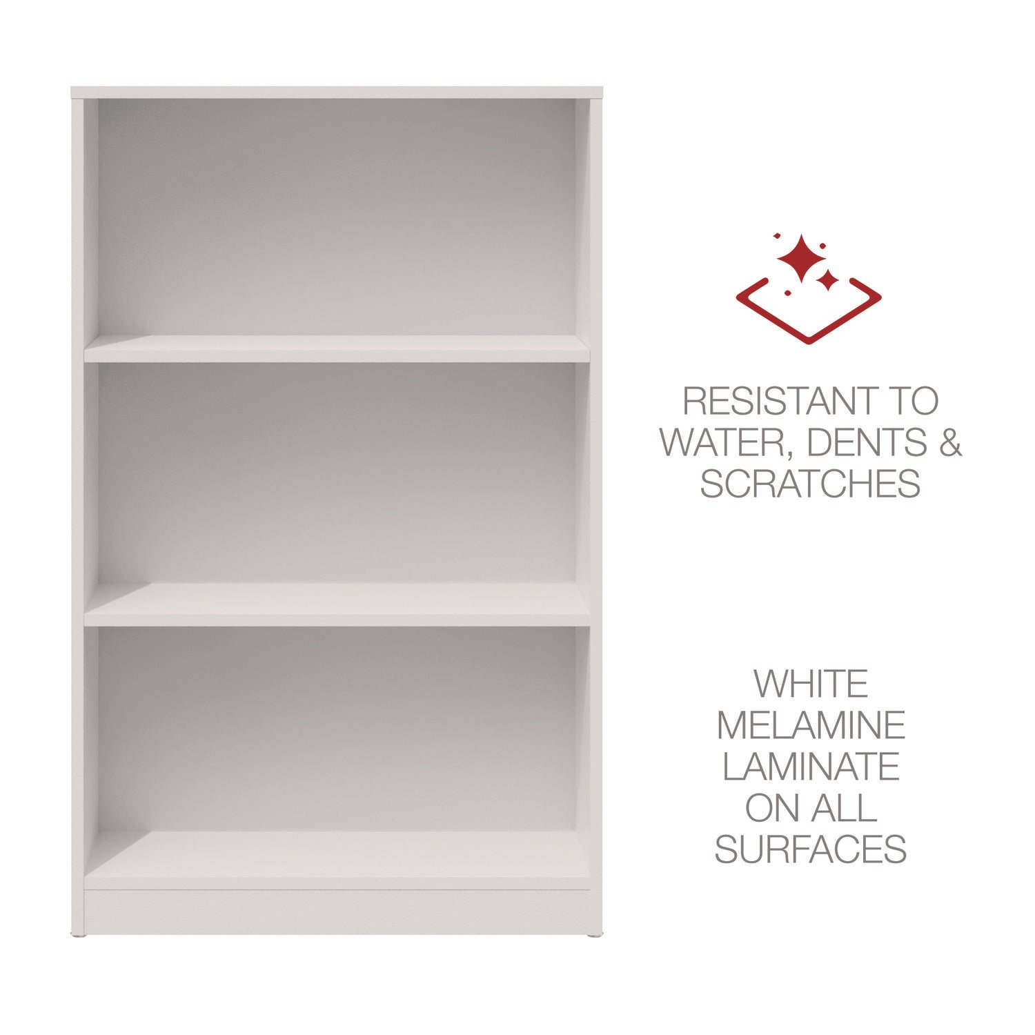 Three-Shelf Bookcase, 27.56" x 11.42" x 44.33", White - 6