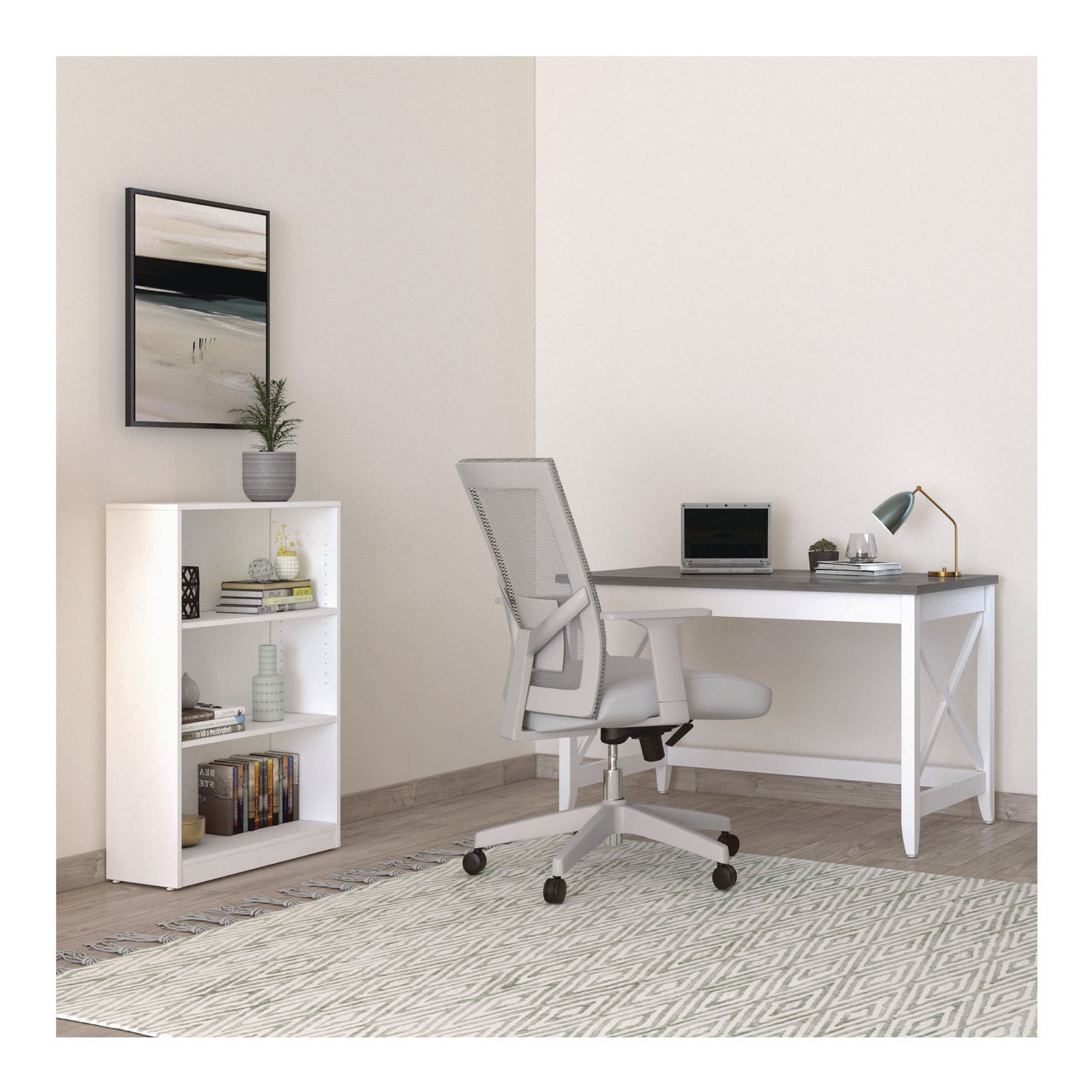 Three-Shelf Bookcase, 27.56" x 11.42" x 44.33", White - 8
