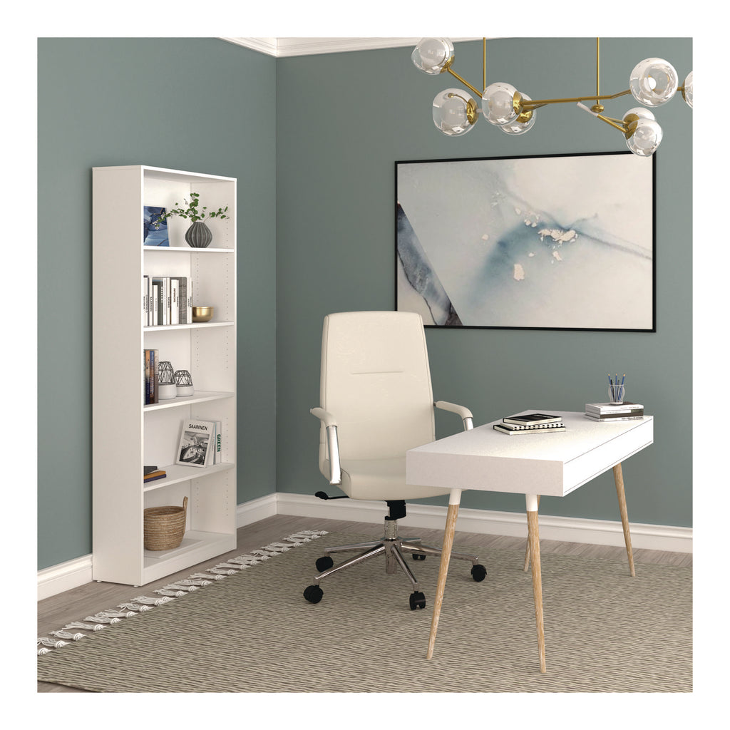 Five-Shelf Bookcase, 27.56" x 11.42" x 77.56", White - 8