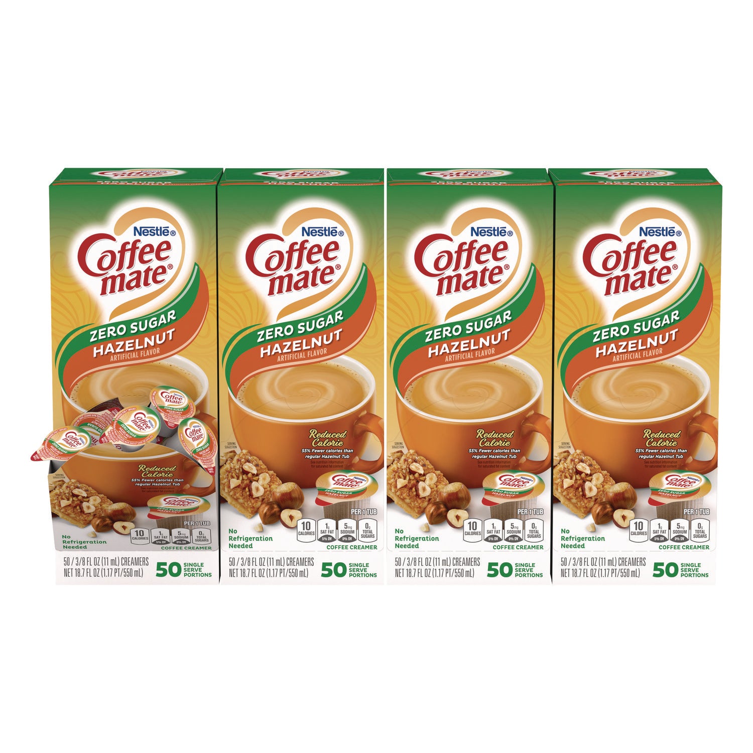 liquid-coffee-creamer-zero-sugar-hazelnut-038-oz-mini-cups-50-box-4-boxes-carton_nes98468ct - 1