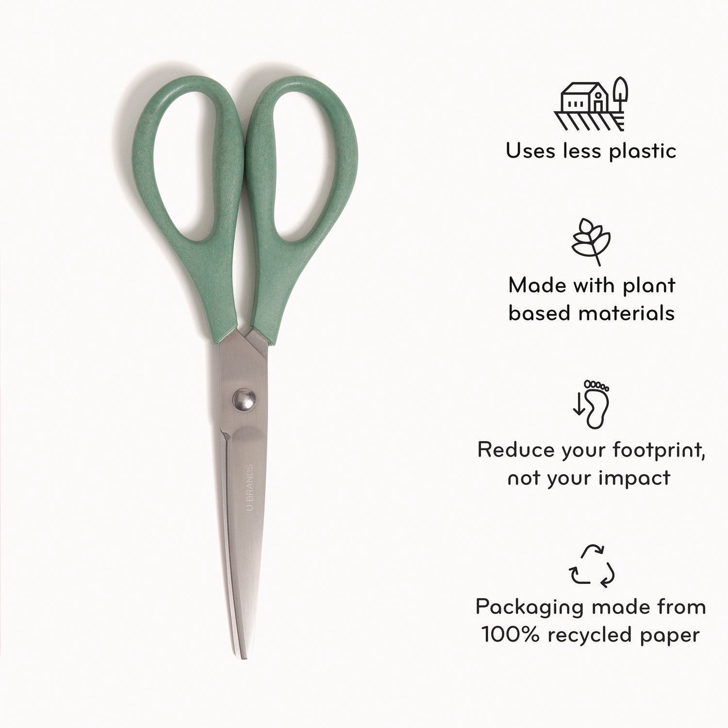 u-eco-scissors-concave-tip-945-long-3-cut-length-assorted-straight-handle-3-pack_ubr6607u0124 - 2