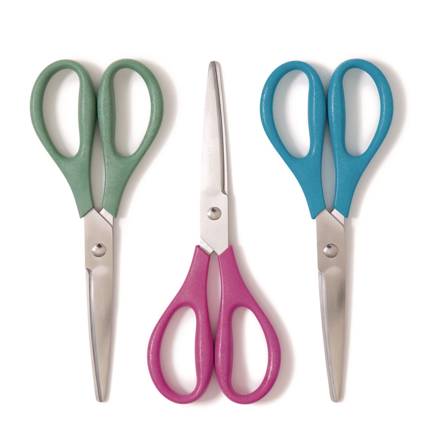 u-eco-scissors-concave-tip-945-long-3-cut-length-assorted-straight-handle-3-pack_ubr6607u0124 - 1
