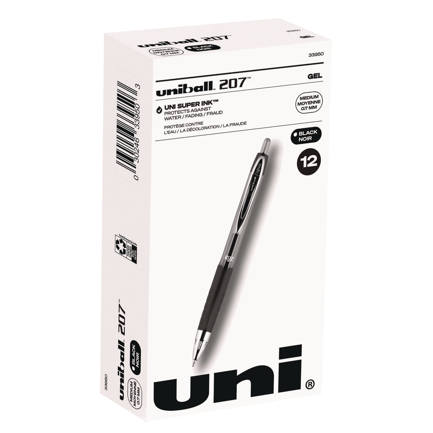 signo-207-gel-pen-retractable-medium-07-mm-black-ink-smoke-black-barrel-dozen_ubc33950 - 1