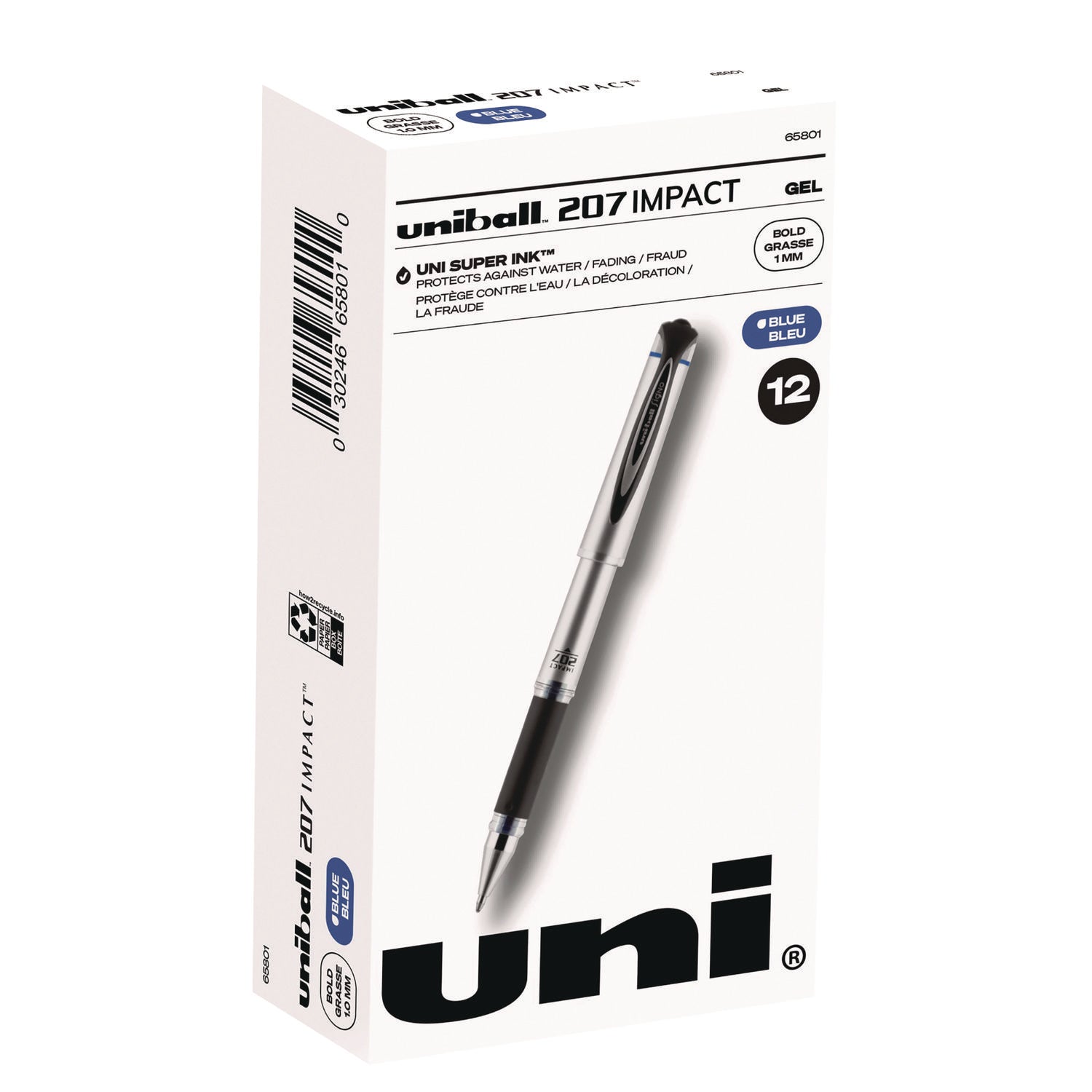 207-impact-gel-pen-stick-bold-1-mm-blue-ink-silver-black-blue-barrel_ubc65801 - 1