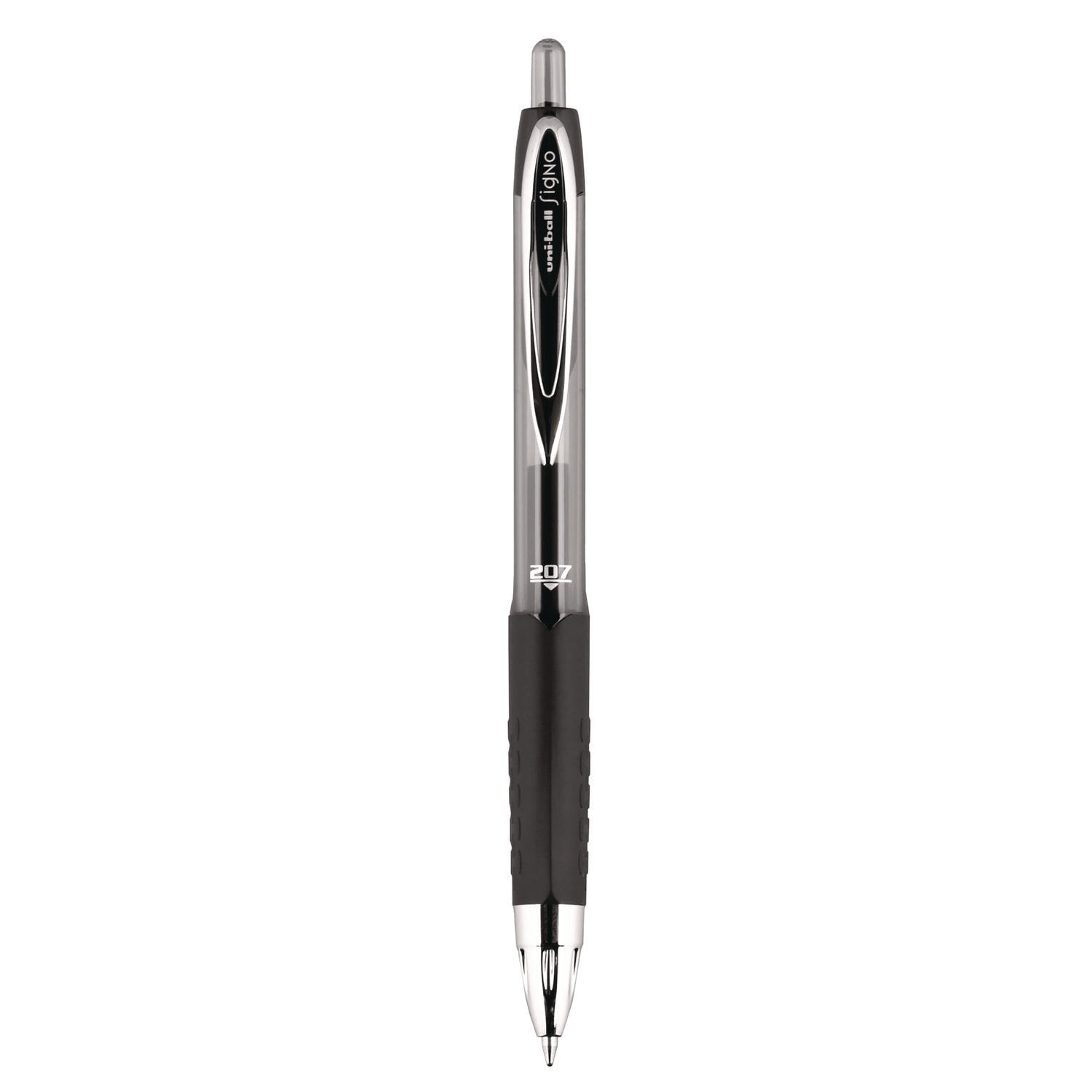 signo-207-gel-pen-retractable-medium-07-mm-black-ink-smoke-black-barrel-dozen_ubc33950 - 2