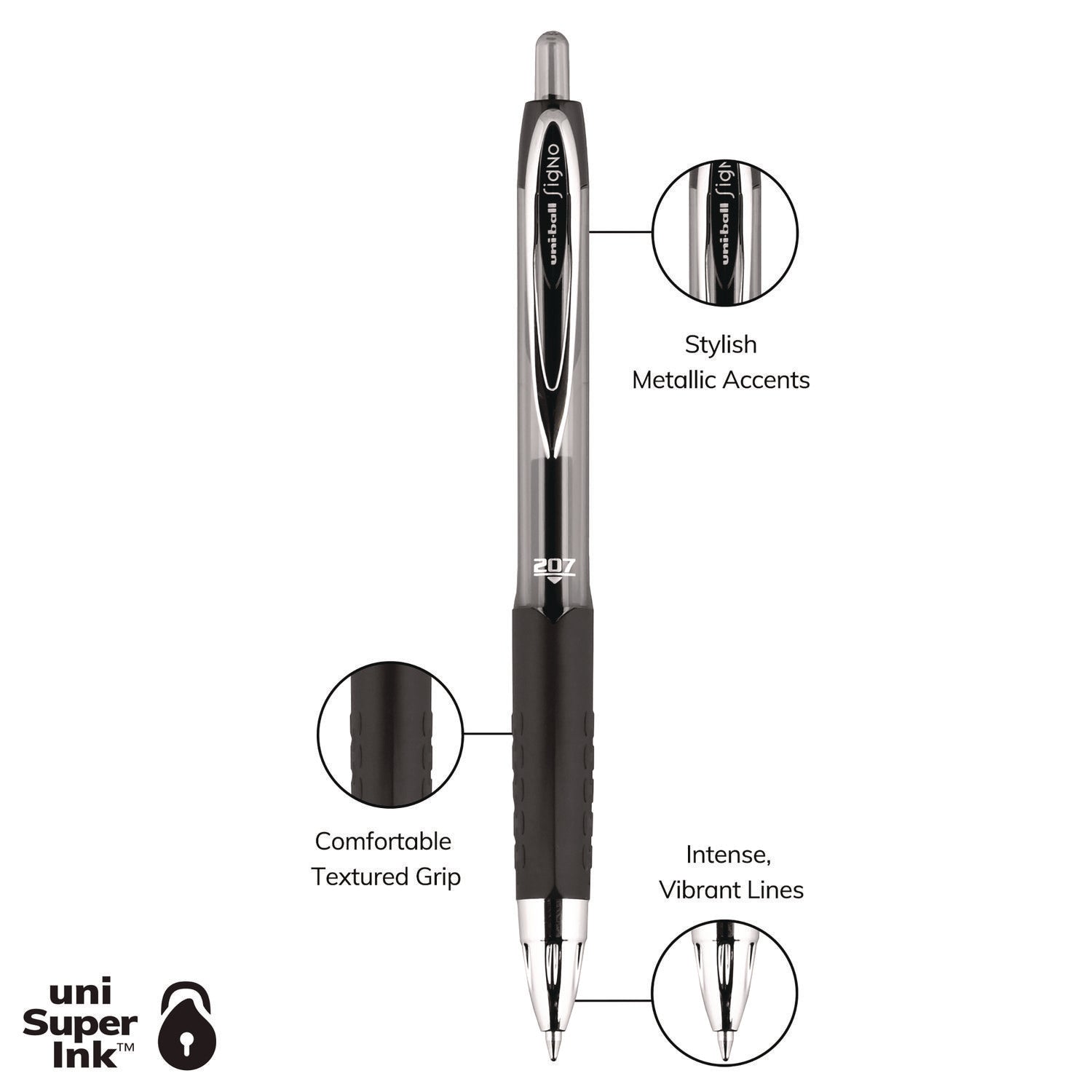 signo-207-gel-pen-retractable-medium-07-mm-black-ink-smoke-black-barrel-dozen_ubc33950 - 5