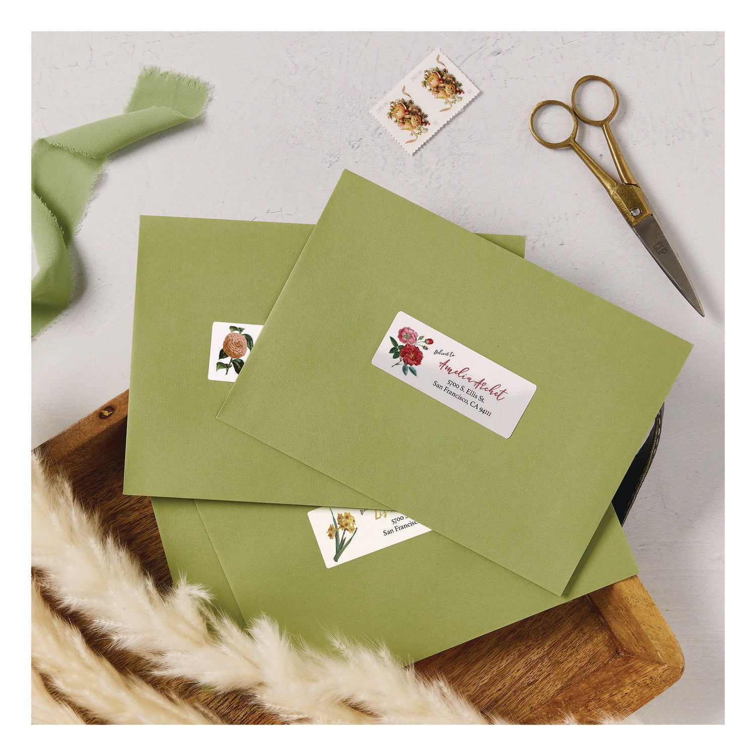 Glossy White Easy Peel Mailing Labels w/ Sure Feed Technology, Laser Printers, 1 x 2.63, White, 30/Sheet, 25 Sheets/Pack