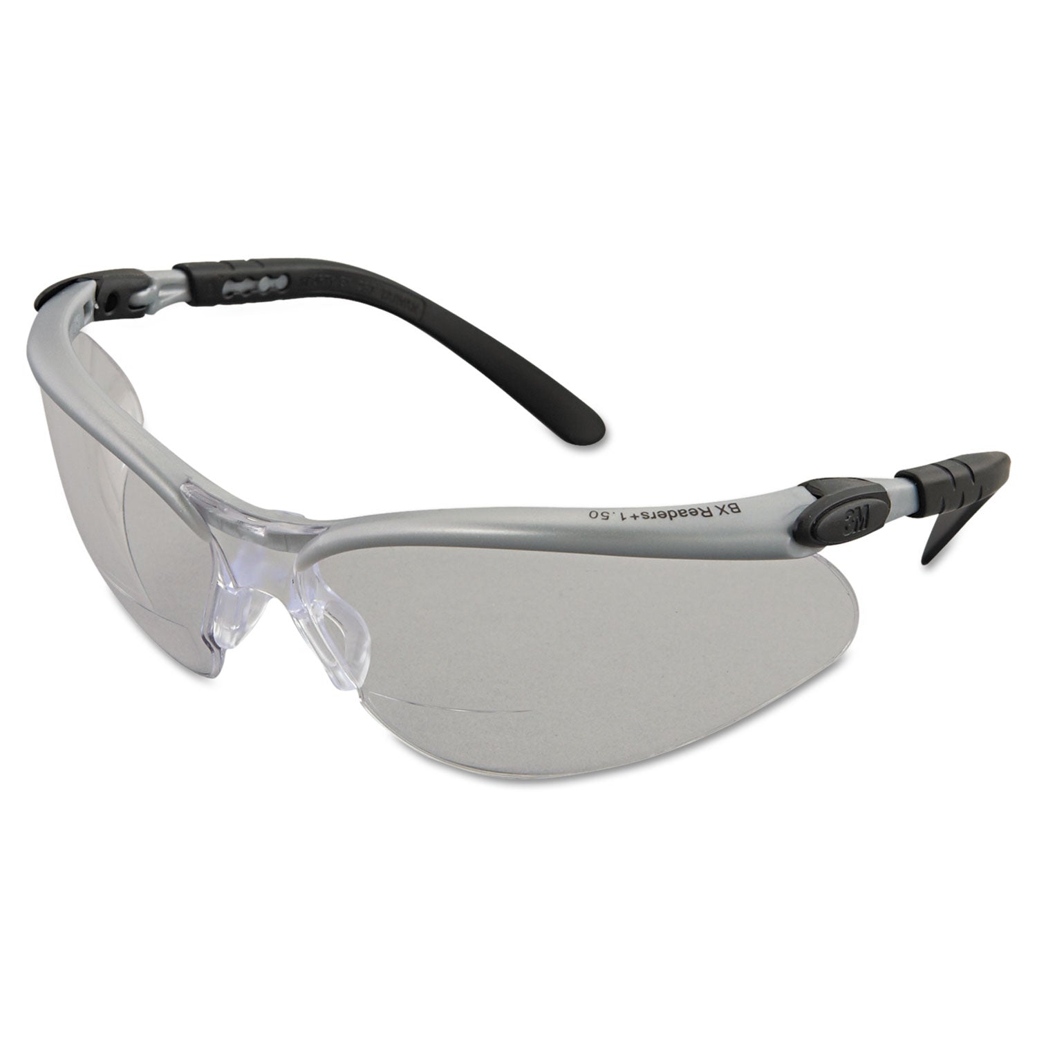 bx-molded-in-diopter-safety-glasses-15+-diopter-strength-silver-black-frame-clear-lens-20-box_mmm113740000020 - 1