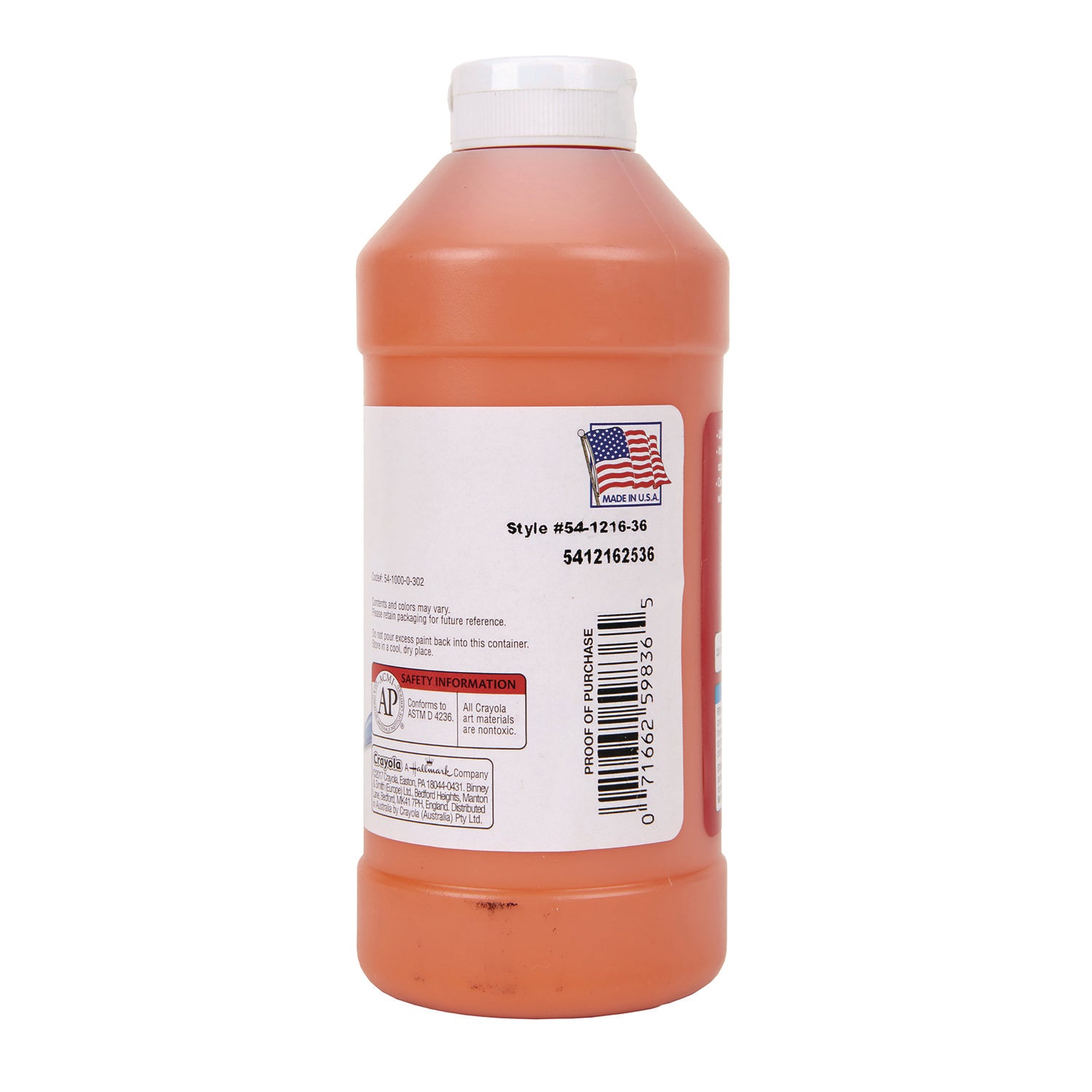 Premier Tempera Paint, Orange, 16 oz Bottle - 