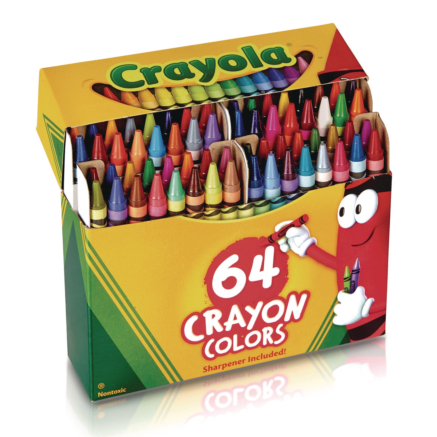 Classic Color Crayons in Flip-Top Pack with Sharpener, 64 Colors/Pack - 