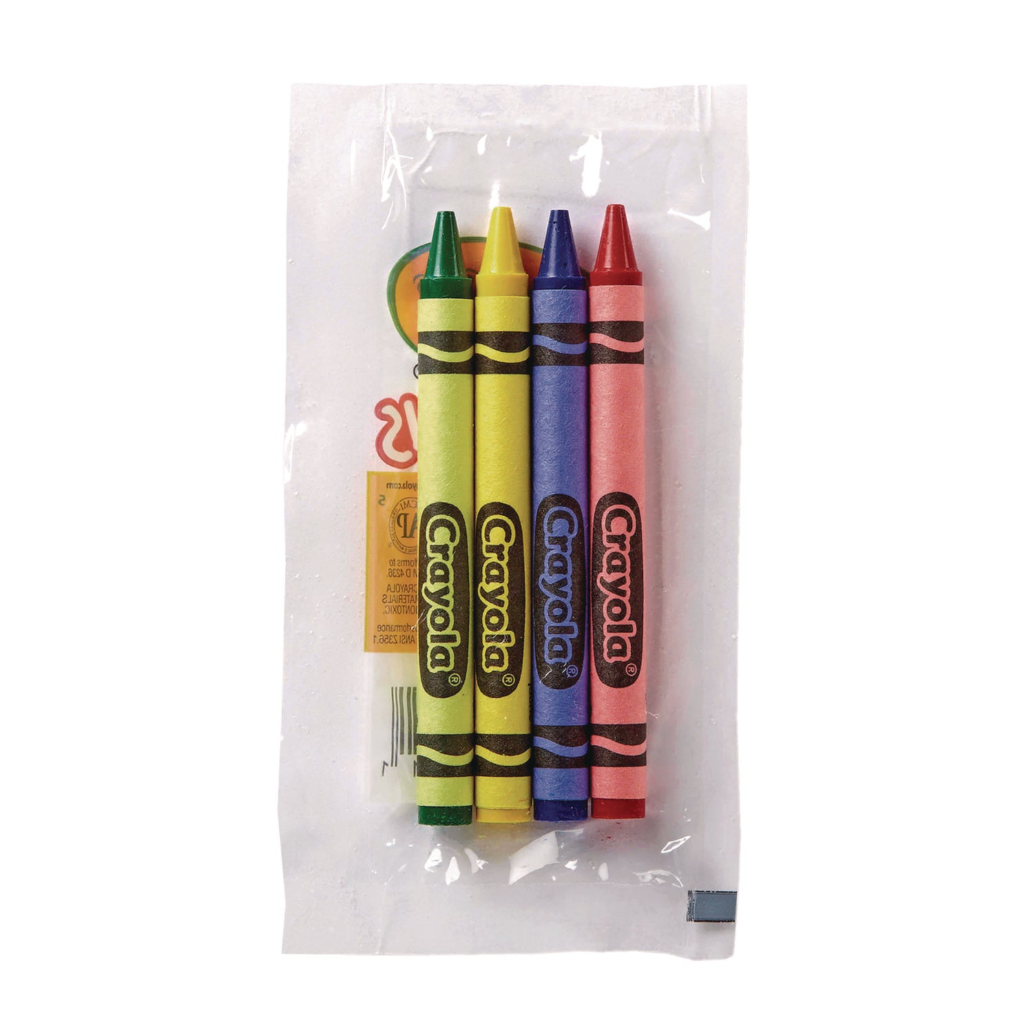 Classic Color Cello Pack Party Favor Crayons, 4 Colors/Pack, 360 Packs/Carton - 