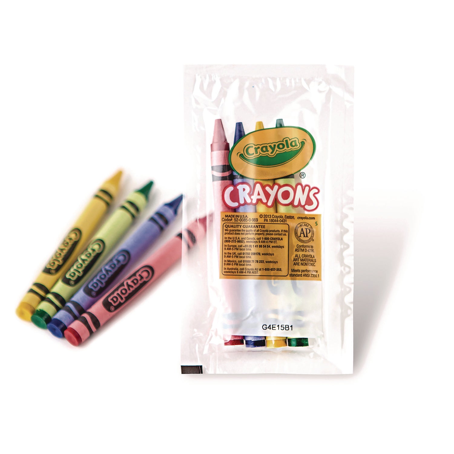 Classic Color Cello Pack Party Favor Crayons, 4 Colors/Pack, 360 Packs/Carton - 