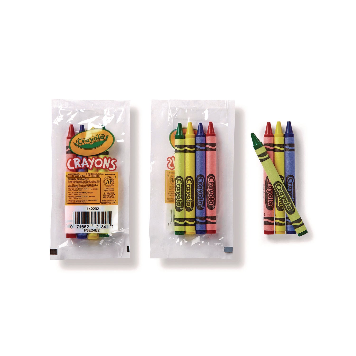 Classic Color Cello Pack Party Favor Crayons, 4 Colors/Pack, 360 Packs/Carton - 