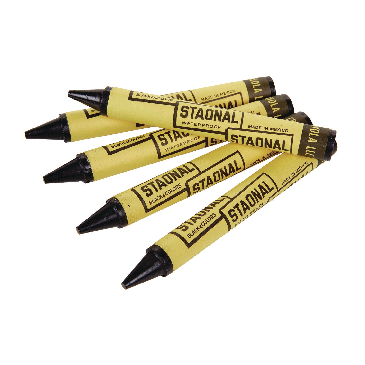 Staonal Marking Crayons, Black, 8/Box - 