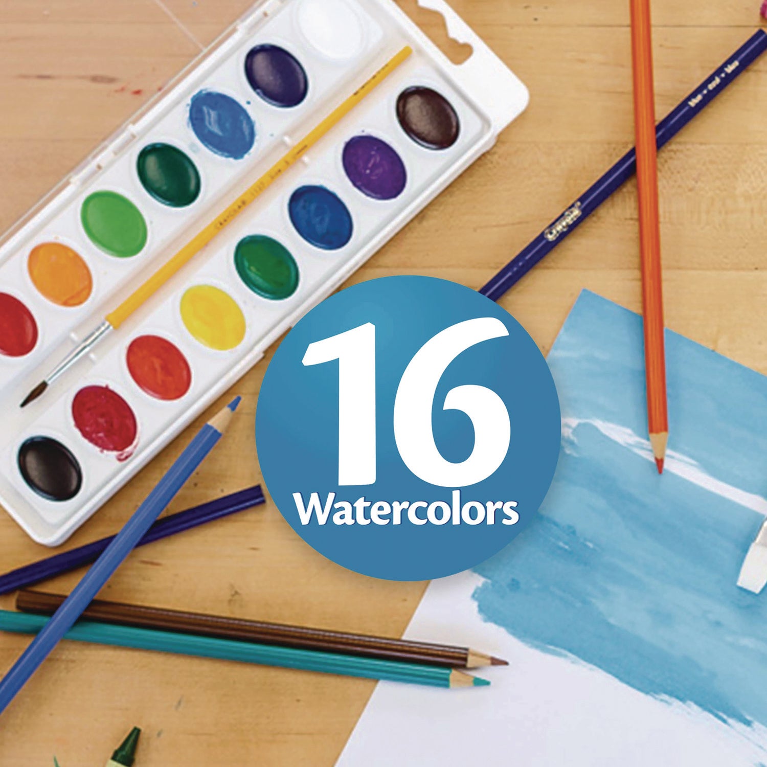 Artista II Washable Watercolor Set, 16 Assorted Colors, Palette Tray