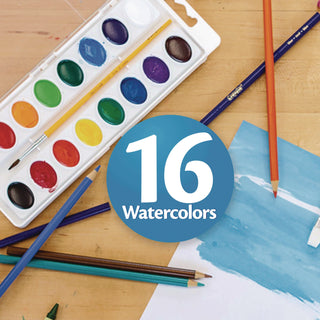 Artista II Washable Watercolor Set, 16 Assorted Colors, Palette Tray